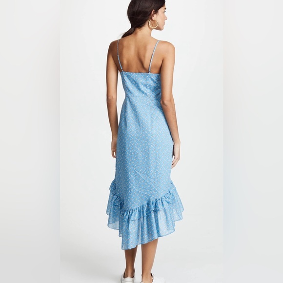 LoveShackFancy Maya Dress Ruffle Cotton Print Blue Size 4 - Picture 3 of 13